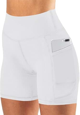 Women's High-Waisted Crossover Biker Shorts for Workout and Running