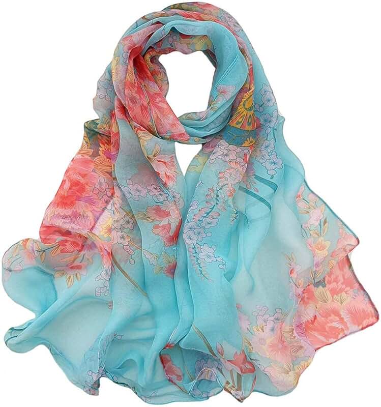 Lightweight floral print scarf for women