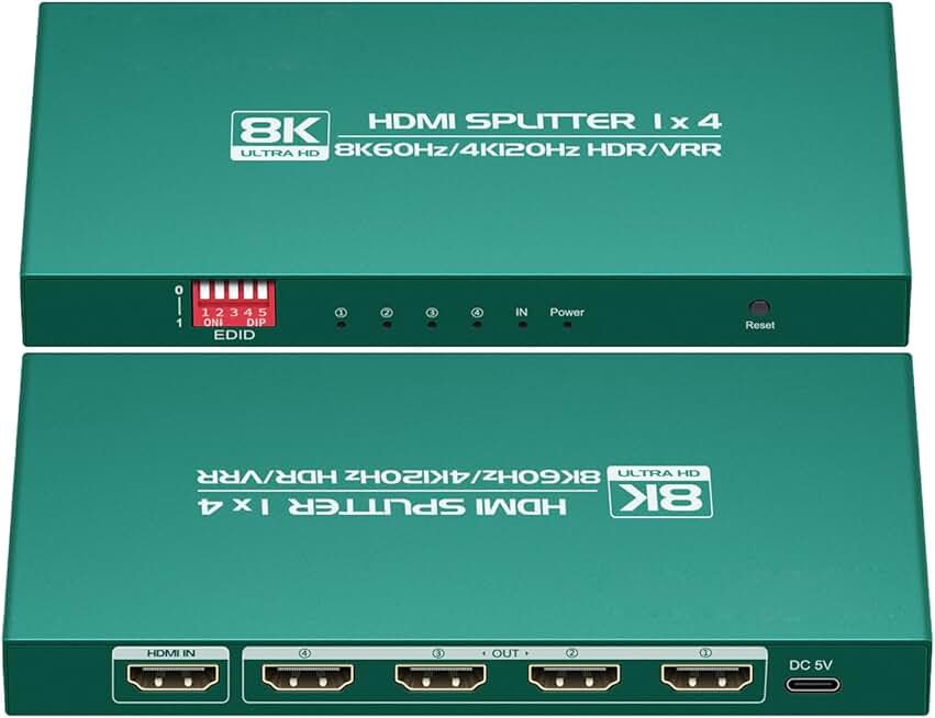8K HDMI Splitter 1 In 4 Out, Mirror UltraHD Signal