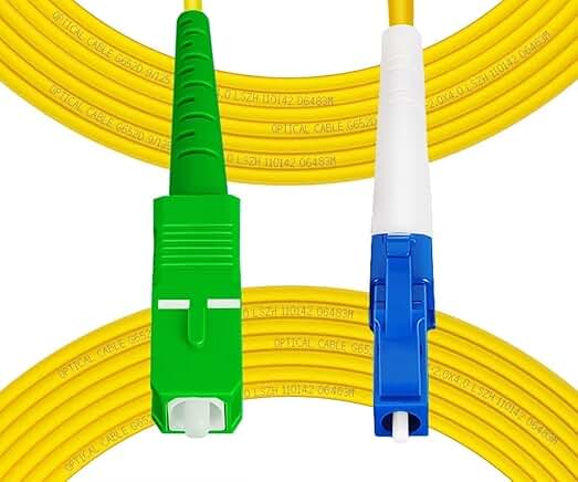 10ft Single Mode Fiber Patch Cable, OS2 LC to SC, 5 Pack
