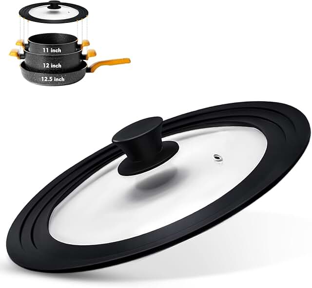 Set of two heat-resistant silicone lids for various pot sizes