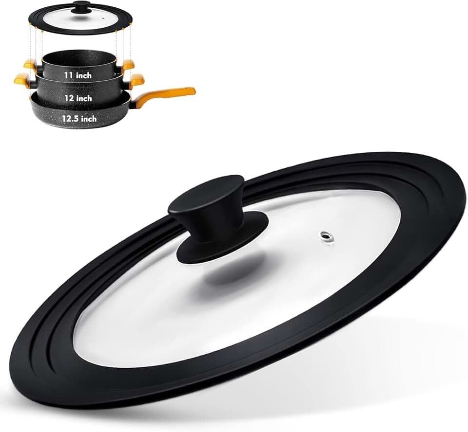 Set of two heat-resistant silicone lids for various pot sizes