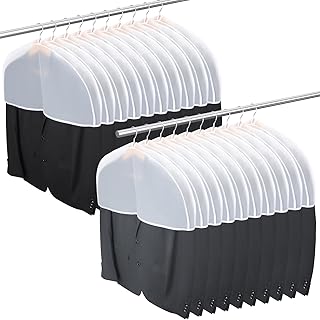 Pack of 20 breathable clear plastic shoulder covers for hanging clothes