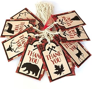 Lumberjack Party Thank You Favor Tags, Set of 24