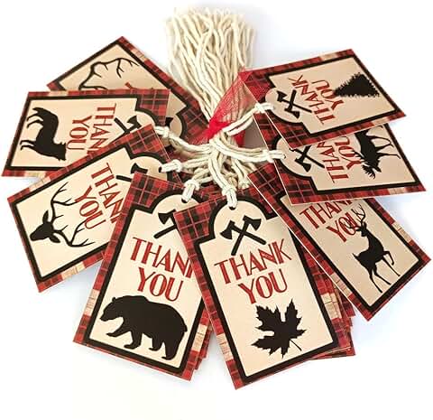 Lumberjack Party Thank You Favor Tags, Set of 24