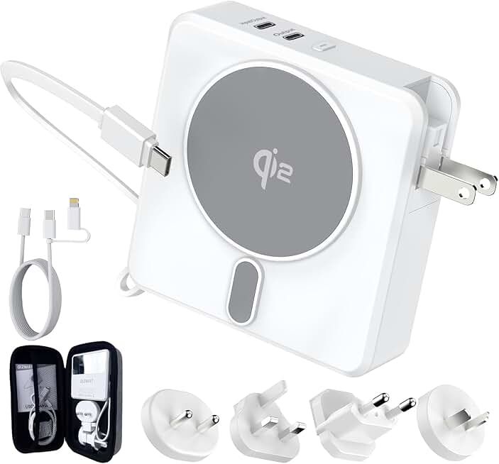 10,000mAh 4-in-1 Wireless Magnetic Power Bank with Travel Case