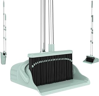 Pet Hair Broom and Dustpan Set with Long Handle