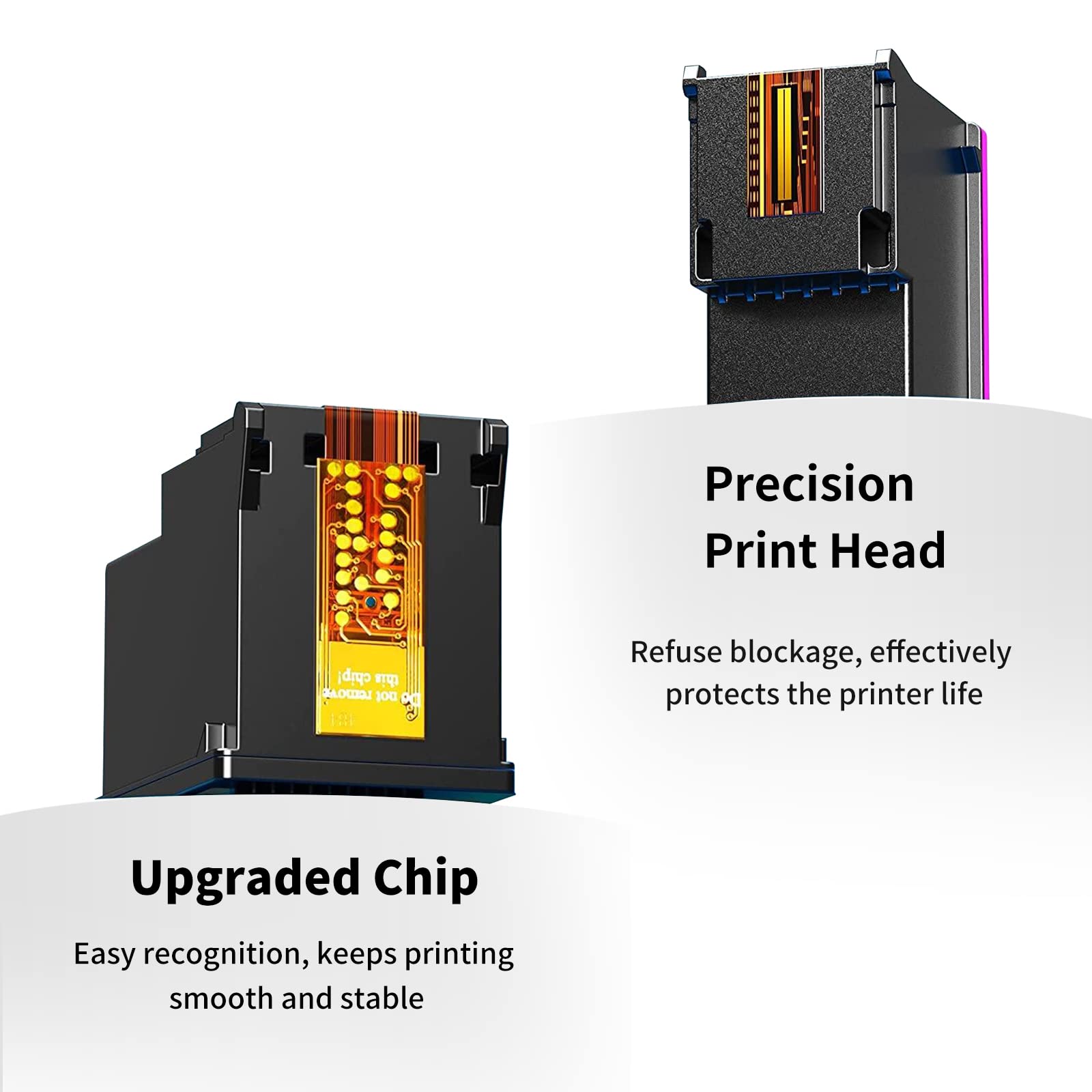 67XL Ink Cartridges Black Color Combo Pack High Yield for HP Ink 67 XL Replacement HP67 for Envy 6055e 6055 6000 6052 6458 DeskJet 2700 2755e 2752 4155e 4100 4155 Printer (1 Black 1 Tri-Color)