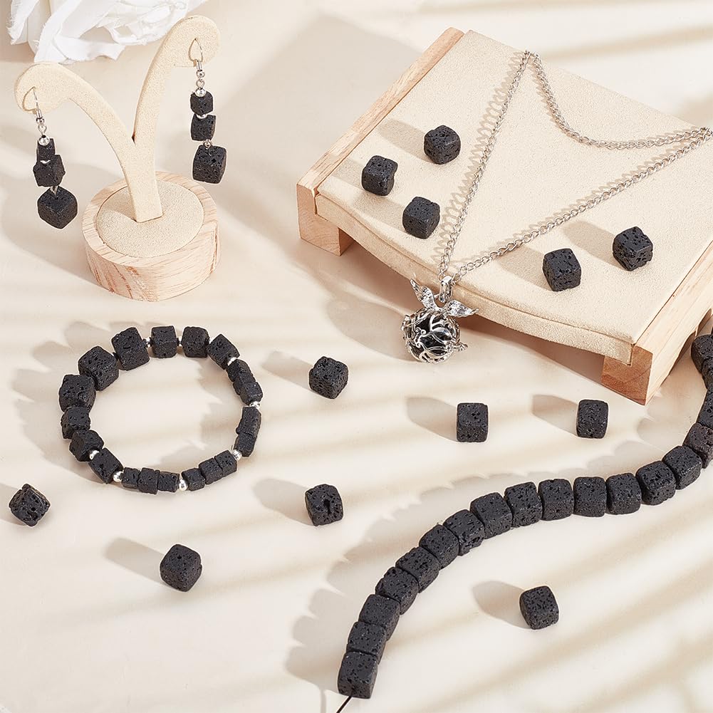 Natural Black Lava Beads for Jewelry Making and DIY Crafts
