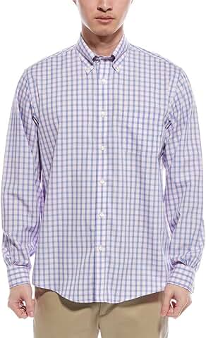 Men's Lightweight Cotton Plaid Button-Down Shirt