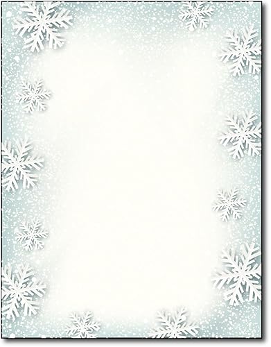 Snowflake Holiday Stationery, 80 Sheets, Blue and White