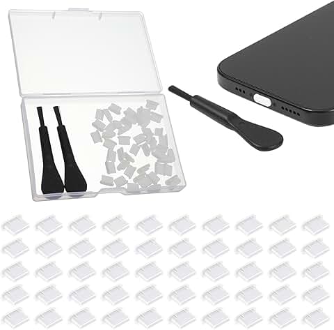 50 Pack Silicone USB C Dust Plugs with Cleaning Brushes