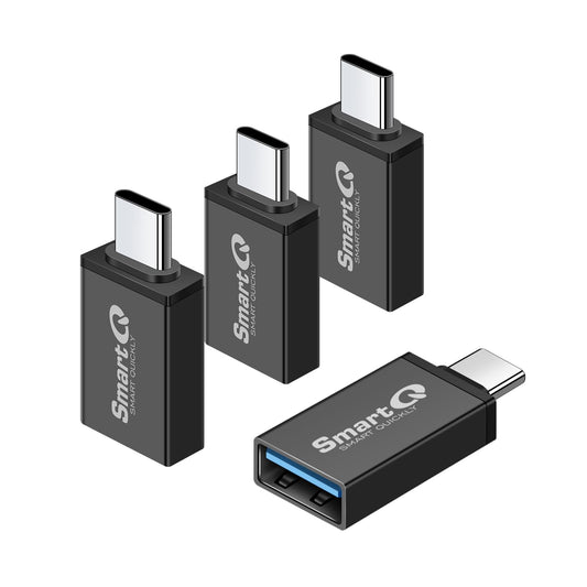 USB C to USB 3.0 Female Adapter, Pack of 4, Black
