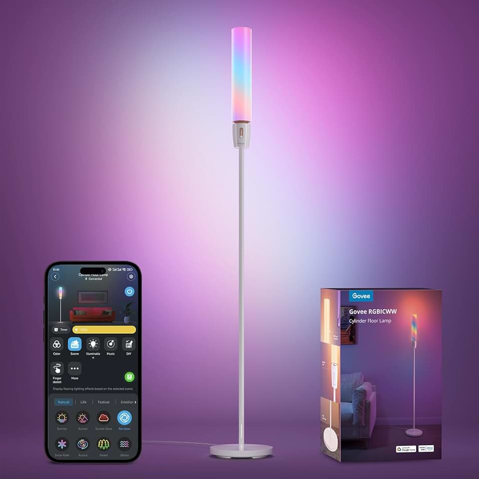 RGBIC Cylinder Floor Lamp with App Control and Music Sync