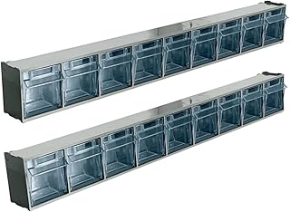 Two Plastic Storage Cabinets with Nine Tilt-Out Bins
