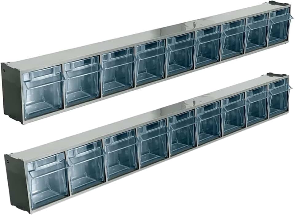 Two Plastic Storage Cabinets with Nine Tilt-Out Bins