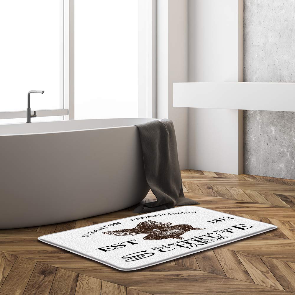 Retro Farms Bath Mat Bed Breakfast Beets Scranton Pennsylvania Est 1812 Schrute Simple Unique Office,Bathroom Decor Microfiber Memory Foam Backing Bath Rugs,16x24 Inch