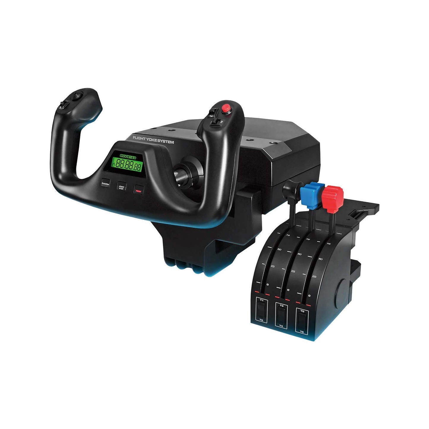 PRO Flight Yoke System, Professional Simulation Yoke and Throttle Quadrant, 3 Modes, 75 Programmable Controls, Configurable Throttle Knobs, Steel Shaft, USB, PC - Black