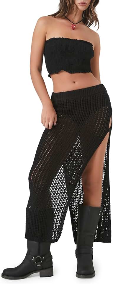 Women's Crochet Cutout Maxi Skirt