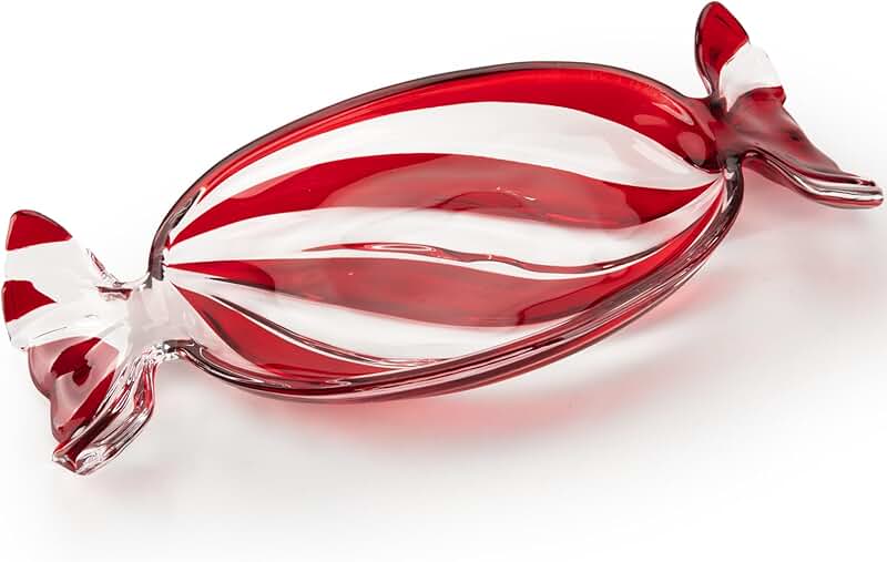 Large glass candy and dessert platter for Christmas