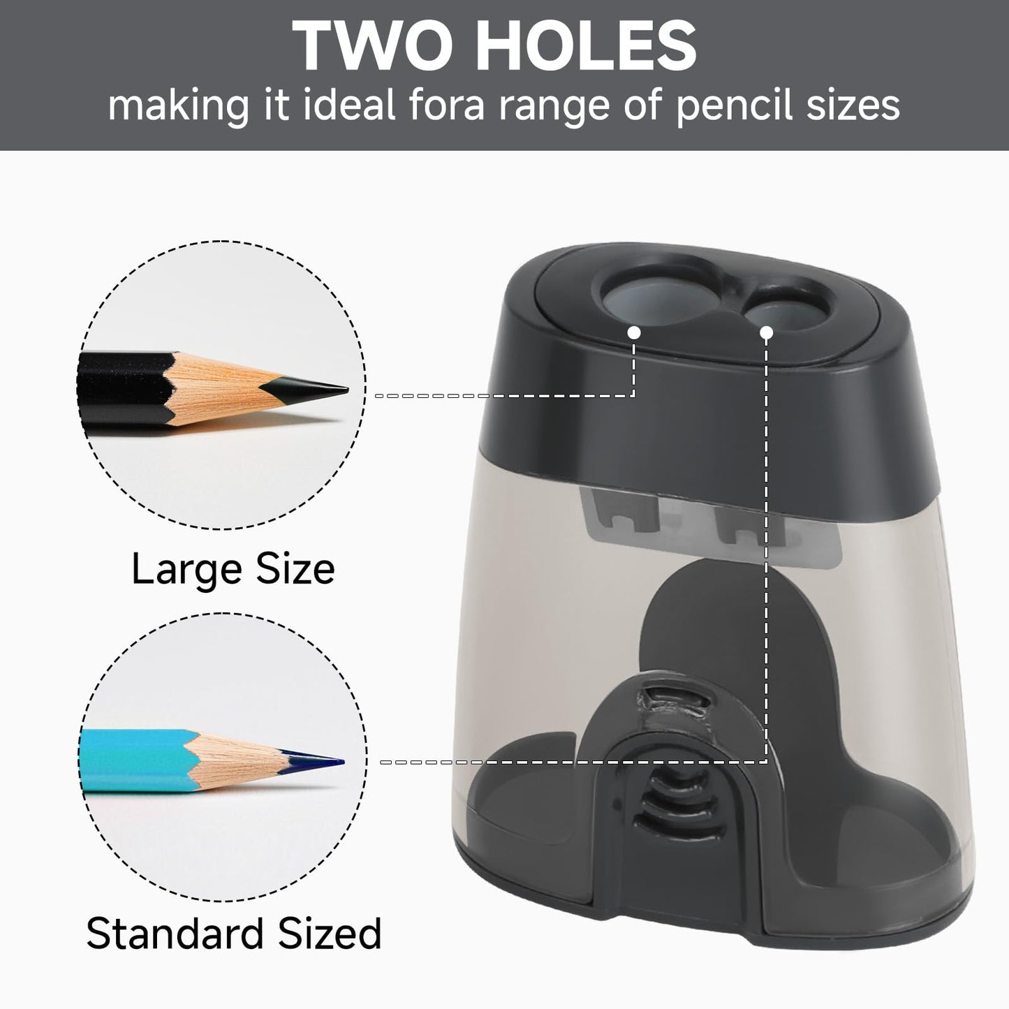 Manual Pencil Sharpener with Two Holes, Pack of 2