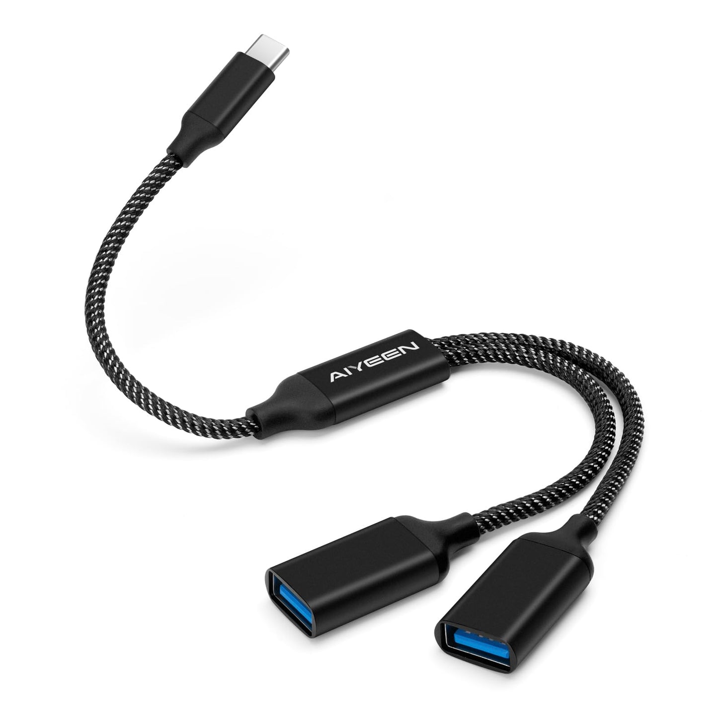 USB C to 2 USB-A splitter cable for data and charging