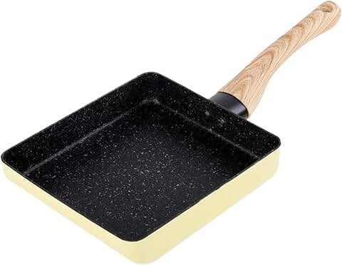 Yellow non-stick tamagoyaki frying pan for induction and gas stoves