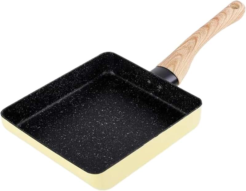 Yellow non-stick tamagoyaki frying pan for induction and gas stoves