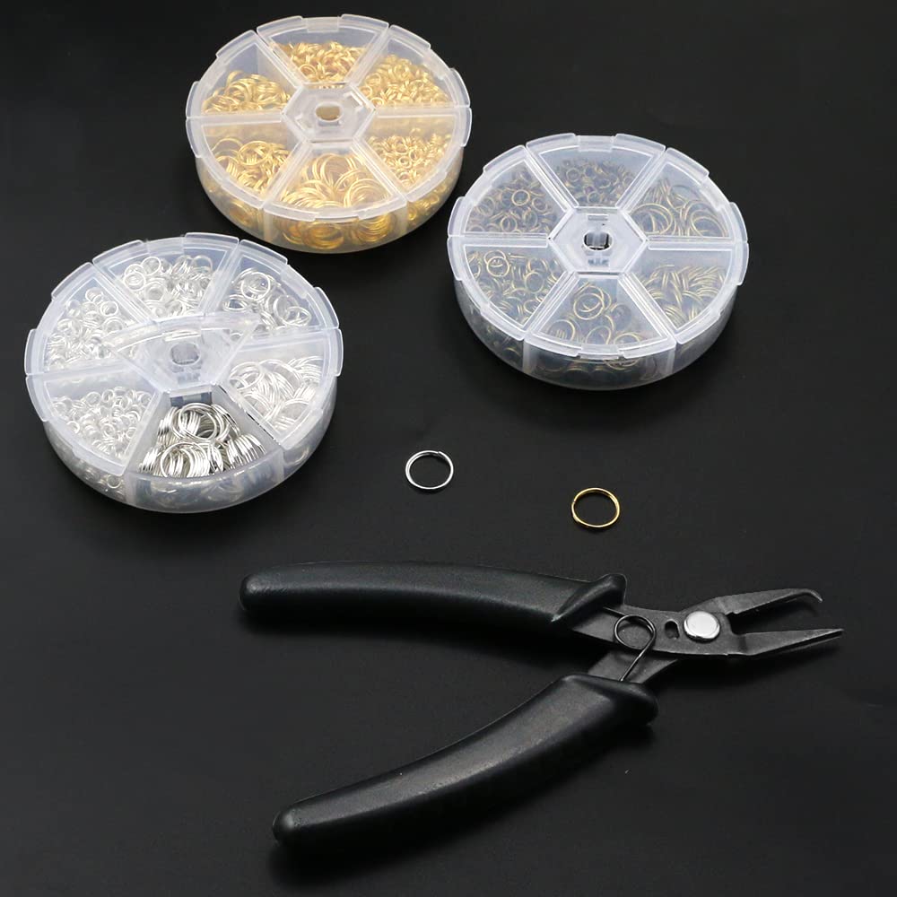 Large Jewelry Split Rings Kit with Pliers for DIY and Crafting