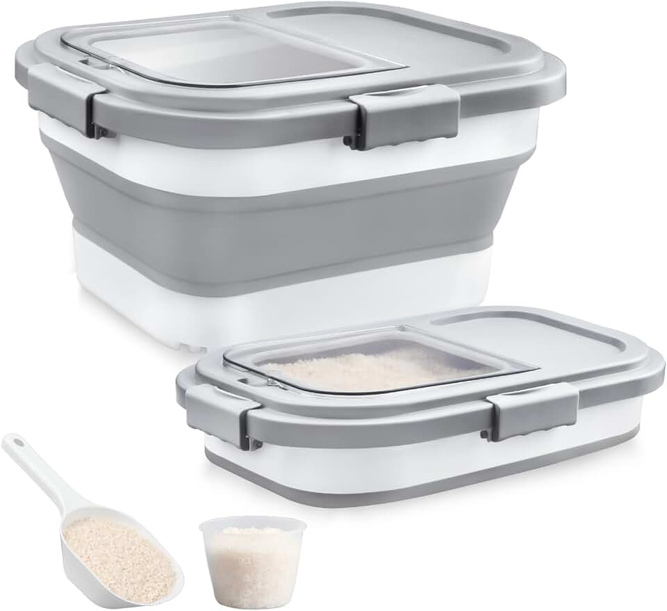 Collapsible Airtight Food Storage Container for Rice and Pet Food
