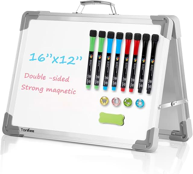 Small foldable magnetic whiteboard for drawing and notes