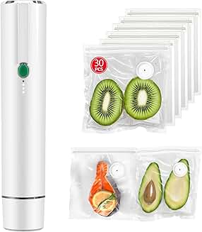 Handheld Food Vacuum Sealer with 30 Reusable Bags