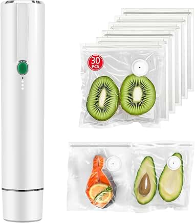 Handheld Food Vacuum Sealer with 30 Reusable Bags
