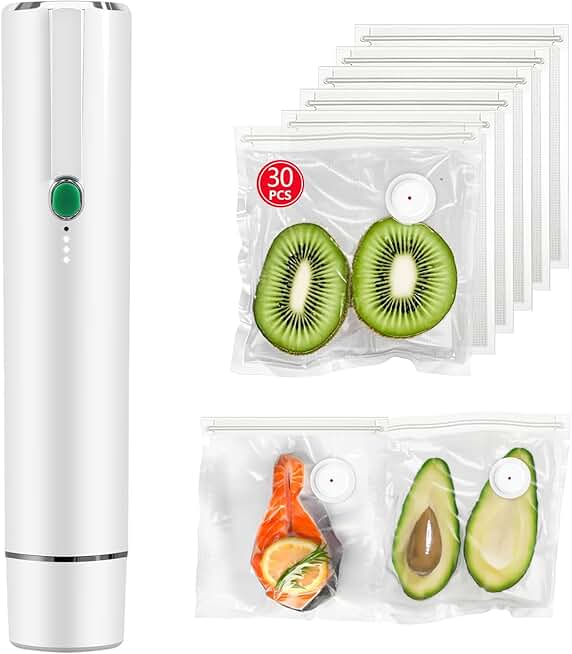 Handheld Food Vacuum Sealer with 30 Reusable Bags