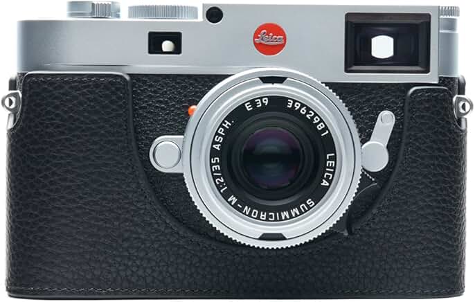 Handmade Leather Half Camera Case with Hand Strap for M11