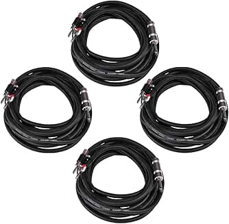 4 Pack 20-Foot 12-Gauge Banana to 1/4" Speaker Cables