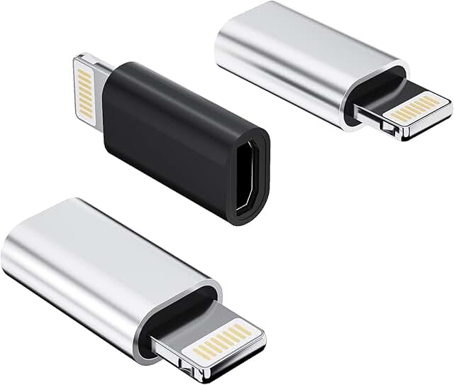 Micro USB Female to Lightning Male Adapter 3 Pack