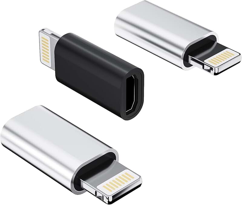 Micro USB Female to Lightning Male Adapter 3 Pack
