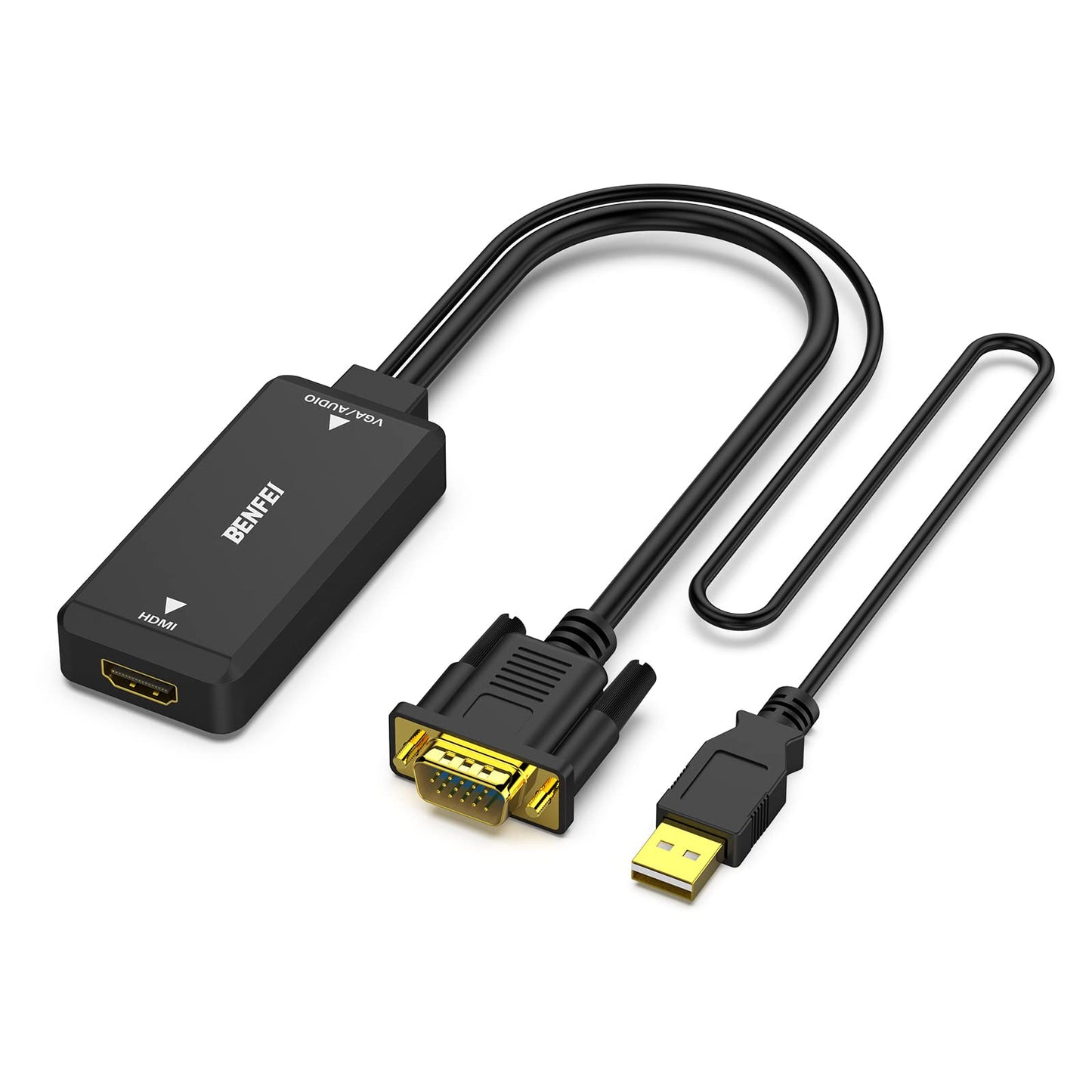 VGA to HDMI, VGA to HDMI Adapter with Audio Support and 1080P Resolution - VGA Input to HDMI Output