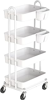 4-Tier Rolling Utility Cart with Hanging Buckets