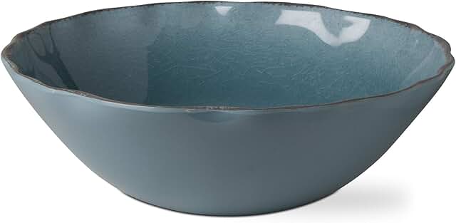 11.8"x11.8" Cracked Glazed Wavy Edge Melamine Bowl