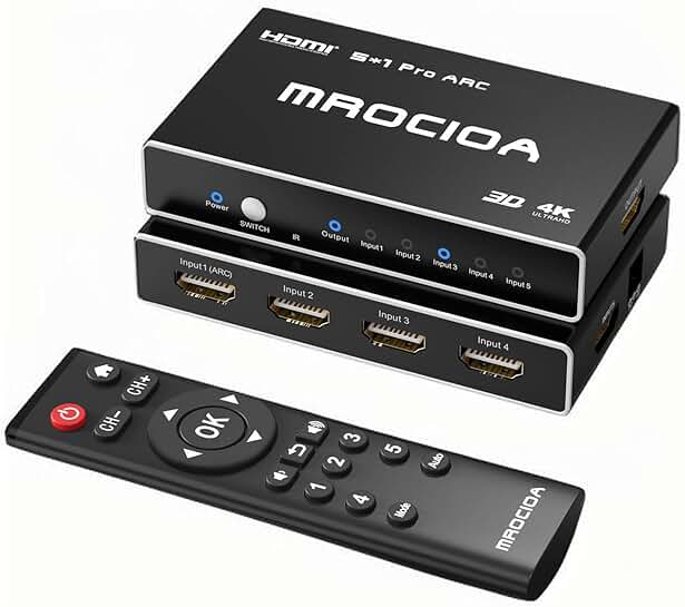 5 Port 4K HDMI Switch with Remote and ARC