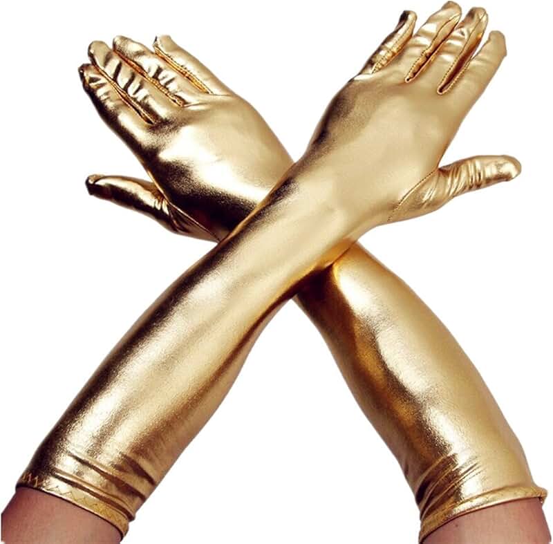 Women's 17-Inch Metallic Satin Finger Gloves