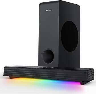 160W 3.1CH Sound Bar with Subwoofer and RGB Lighting