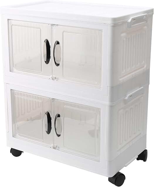 Stackable Plastic Storage Bins with Lids and Wheels