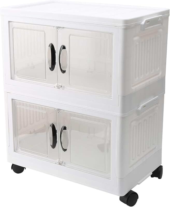 Stackable Plastic Storage Bins with Lids and Wheels