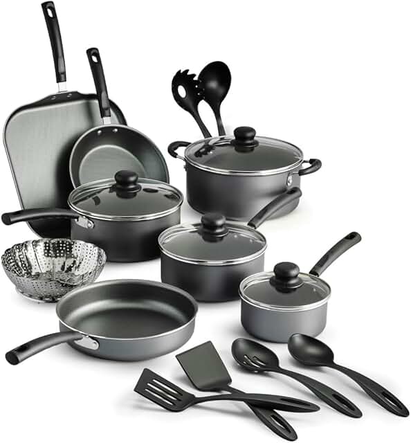 Nonstick Cookware Set with Pots, Pans, Steamer, and Lids