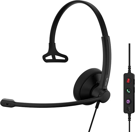 Mono USB-C Headset with Microphone and Noise Cancellation