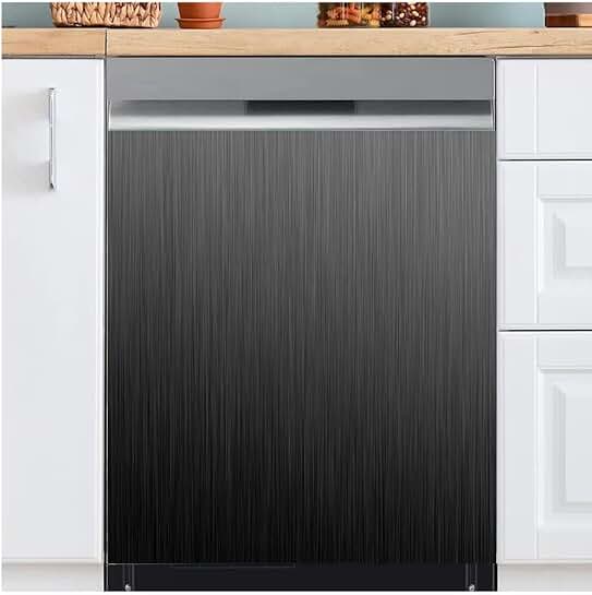 Black Brushed Stainless Steel Dishwasher Magnet Cover
