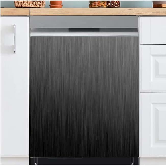 Black Brushed Stainless Steel Dishwasher Magnet Cover